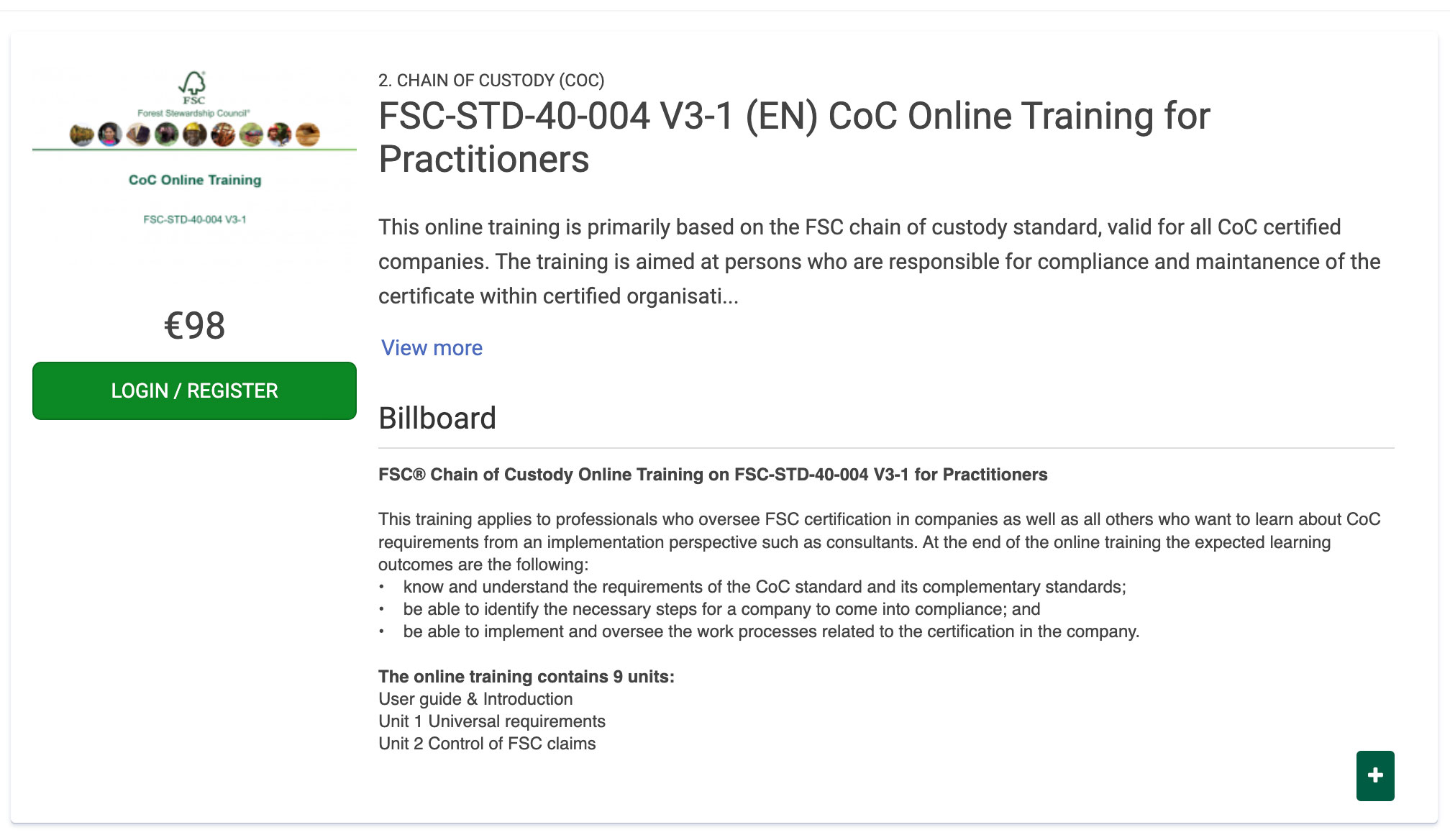 E-training Chain of Custody